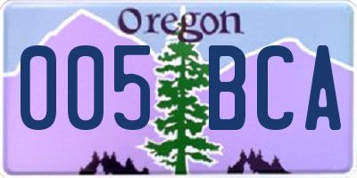 OR license plate 005BCA