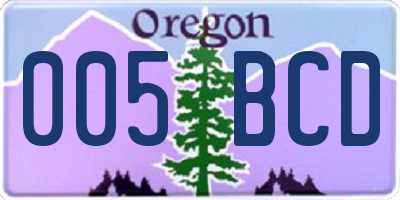 OR license plate 005BCD