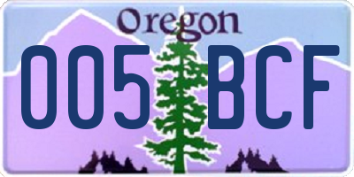 OR license plate 005BCF