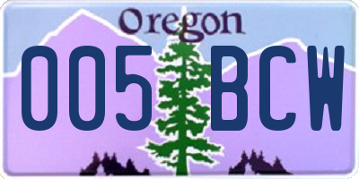 OR license plate 005BCW