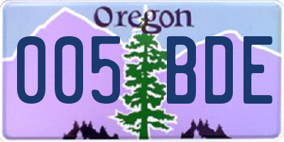 OR license plate 005BDE