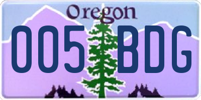OR license plate 005BDG
