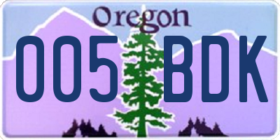 OR license plate 005BDK