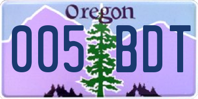 OR license plate 005BDT