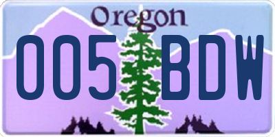 OR license plate 005BDW