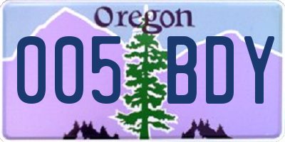 OR license plate 005BDY