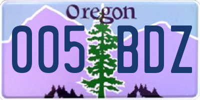 OR license plate 005BDZ