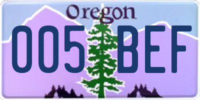 OR license plate 005BEF