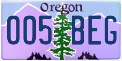 OR license plate 005BEG