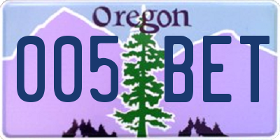 OR license plate 005BET
