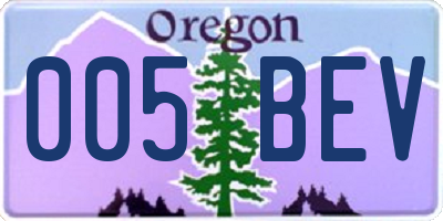 OR license plate 005BEV