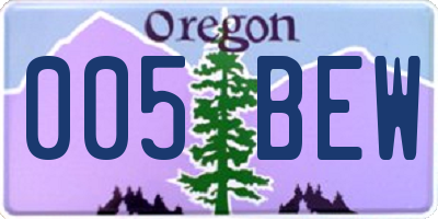 OR license plate 005BEW