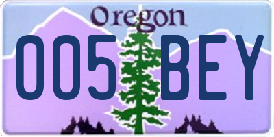 OR license plate 005BEY