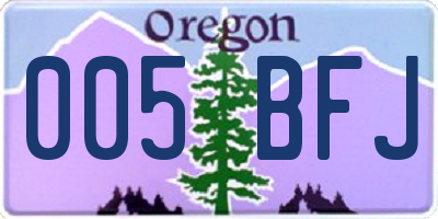 OR license plate 005BFJ