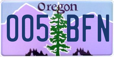 OR license plate 005BFN