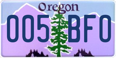 OR license plate 005BFO