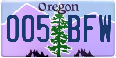 OR license plate 005BFW
