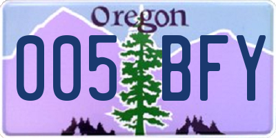 OR license plate 005BFY