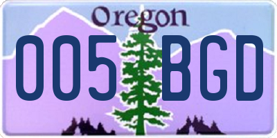 OR license plate 005BGD
