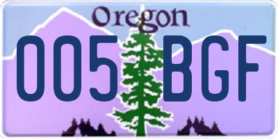 OR license plate 005BGF