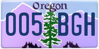 OR license plate 005BGH