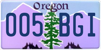 OR license plate 005BGI