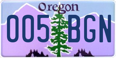 OR license plate 005BGN