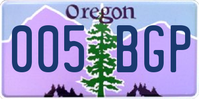 OR license plate 005BGP