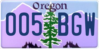 OR license plate 005BGW