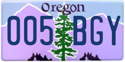 OR license plate 005BGY