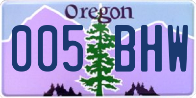 OR license plate 005BHW