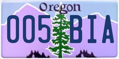 OR license plate 005BIA