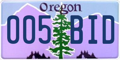 OR license plate 005BID