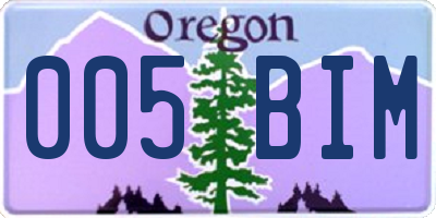 OR license plate 005BIM