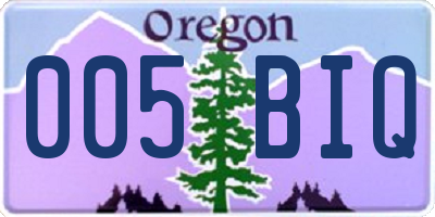 OR license plate 005BIQ