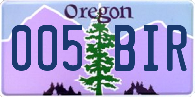 OR license plate 005BIR