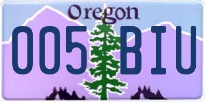 OR license plate 005BIU