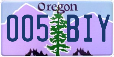 OR license plate 005BIY