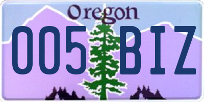 OR license plate 005BIZ