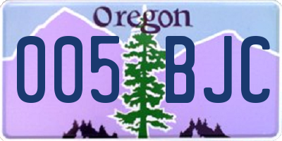 OR license plate 005BJC
