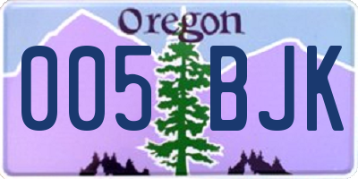 OR license plate 005BJK