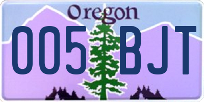 OR license plate 005BJT
