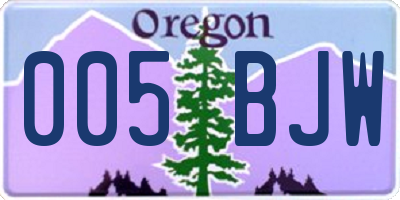 OR license plate 005BJW