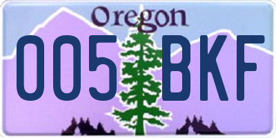 OR license plate 005BKF