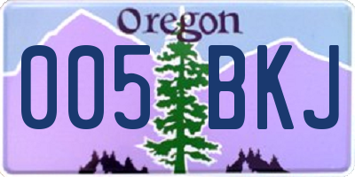 OR license plate 005BKJ