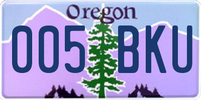 OR license plate 005BKU