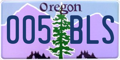 OR license plate 005BLS