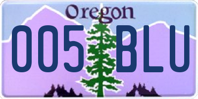 OR license plate 005BLU