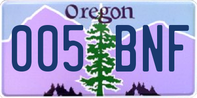 OR license plate 005BNF