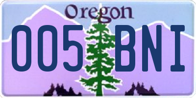 OR license plate 005BNI